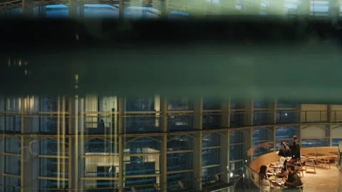 Descending Elevator View Inside National Art Center Tokyo Glass Atrium Stock Footage 335379373