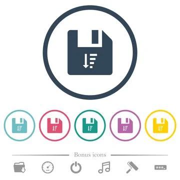 Descending file sort flat color icons in round outlines Stock Illustration