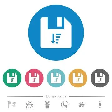 Descending file sort flat round icons 库存插图