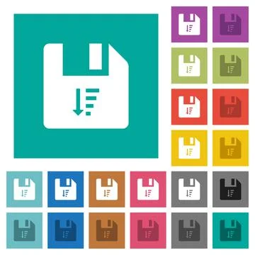 Descending file sort square flat multi colored icons Illustrazione stock