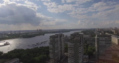 Descending fly over 50 meter houses 스톡 동영상 109140817