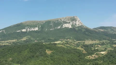 Descending in front of Stol mountain 4K aerial footage Stock Footage 132901845