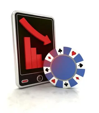 Descending graph of bet games on smart phone display illustration Stock Illustration