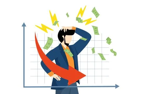 Descending graph concept, inverted yield curve. government bonds, investments. Stock Illustration