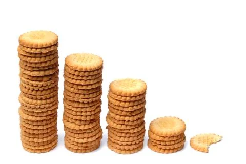 Descending graph made out of stacks of cookies Stock Photos