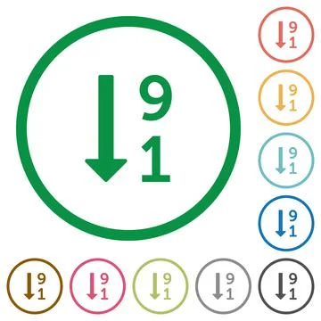 Descending numbered list outlined flat icons Stock Illustration