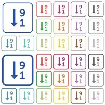 Descending numbered list outlined flat color icons Stock Illustration