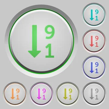 Descending numbered list push buttons Stock Illustration