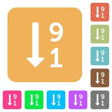 Descending numbered list rounded square flat icons Stock Illustration