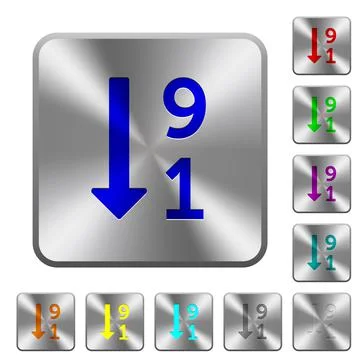Descending numbered list rounded square steel buttons Stock Illustration