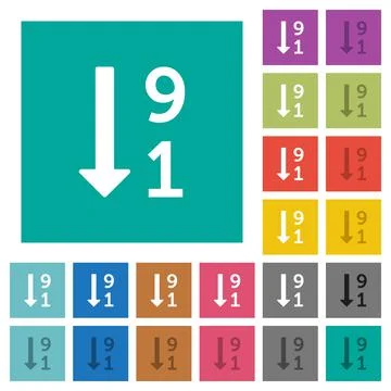 Descending numbered list square flat multi colored icons Stock Illustration