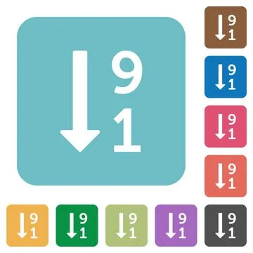 Descending numbered list square flat icons Stock Illustration