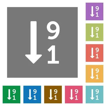 Descending numbered list square flat icons Stock Illustration