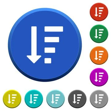 Descending ordered list mode beveled buttons Stock Illustration