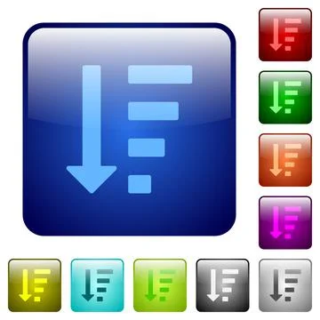 Descending ordered list mode color square buttons Stock Illustration
