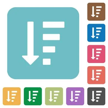 Descending ordered list mode flat icons Stock Illustration