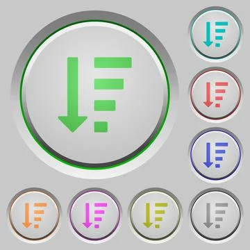 Descending ordered list mode push buttons Stock Illustration