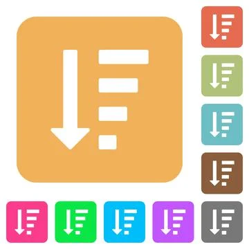 Descending ordered list mode rounded square flat icons Stock Illustration