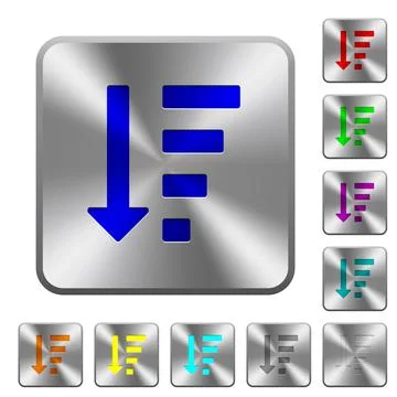 Descending ordered list mode rounded square steel buttons Stock Illustration