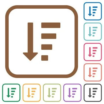 Descending ordered list mode simple icons Stock Illustration