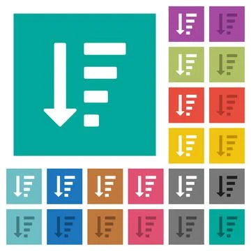 Descending ordered list mode square flat multi colored icons Stock Illustration