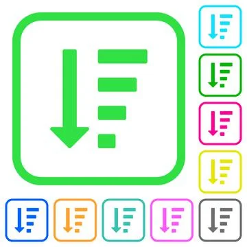 Descending ordered list mode vivid colored flat icons Stock Illustration