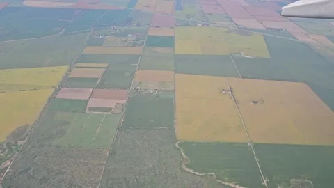 Descending Over Patchwork Farmland Near Cordoba Argentina Stock Footage 341035888