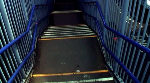 Descending stairs point of view Stock Footage 8663682