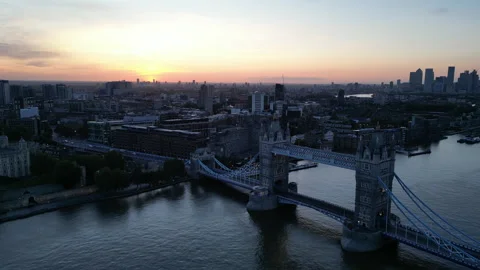 Descending on Tower Bridge Stock Footage 245441220
