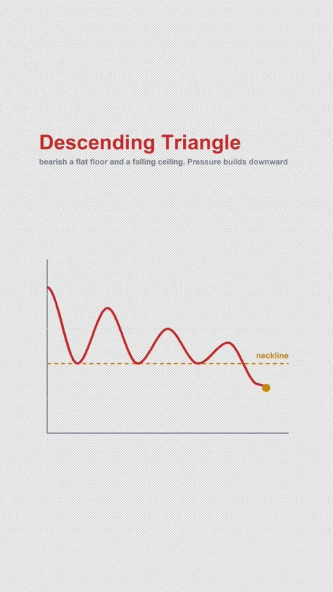 Descending Triangle Labeled Chart Pattern Animation Alpha 4K Vertical 9x16 Light 스톡 동영상 339633511