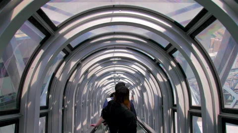 Descending Umeda Sky's Kuchu Escalators - Osaka, Japan Stock Footage 336830583