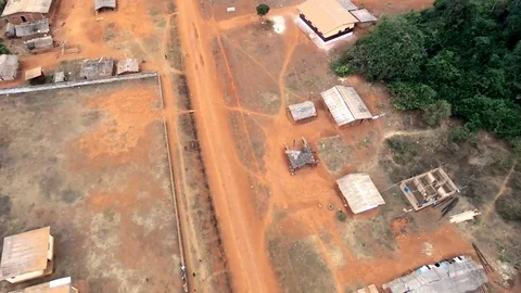 Descending view on village children Stock Footage