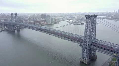 Descending on the Williamsburg Bridge Stock Footage 74985695