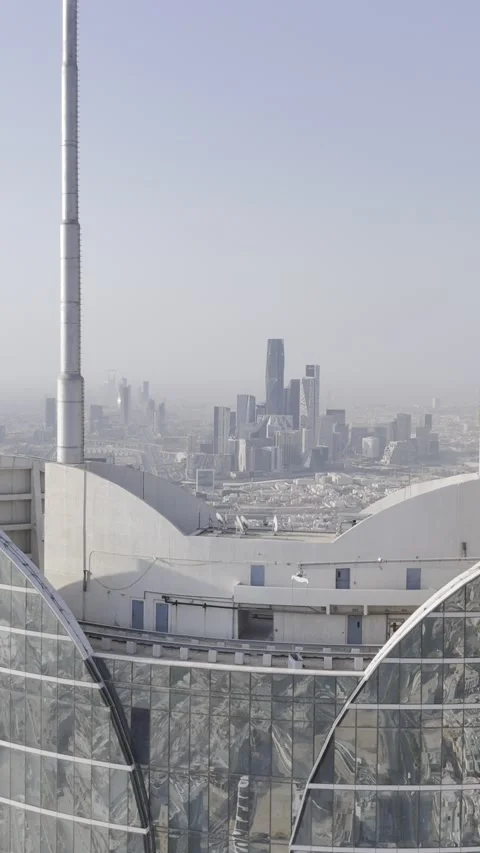 Descending Zoom Out Over Riyadh Modern Cityscape Stock Footage 343141915