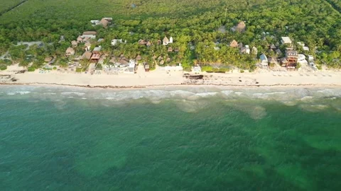 Descent to Coco Tulum: Embracing White Sands of Tulum, Mexico Stock Footage 137428505