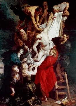  The Descent from the Cross; the central panel of a triptych painting by P... Stock Photos