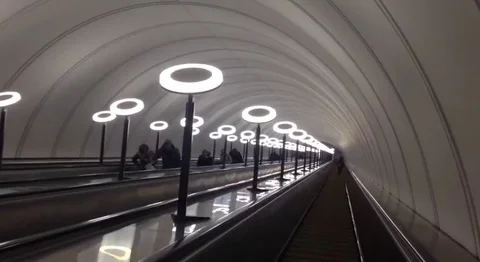 The descent on the escalator Stock Footage 115910959