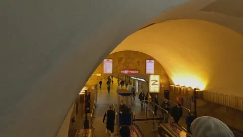 Descent by escalator underground metro Stock Footage 197685127