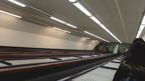 Descent by escalator to the underpass in Rotterdam Stock Footage 103733164