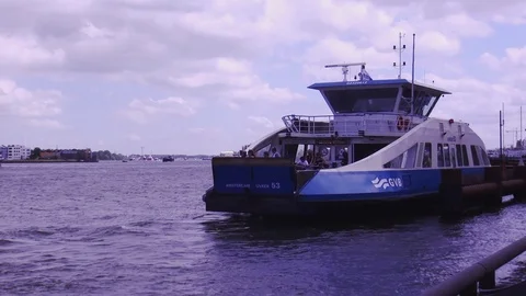 Descent from the ferry behind Central Station. Stock Footage 120622518