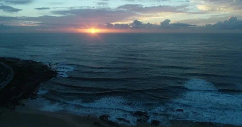 Descent over ocean at dawn Stock Footage 104271507