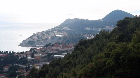 Descent ride in the cable car from Utvrda Imperial in Dubrovnik. Stock Footage 111752570