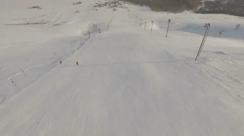 Descent skier. Aerial shot. Stock Footage 59594304