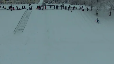 Descent from the snow slide Video stock 102270128