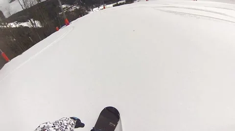 Descent on a snowboard with a fall POV Stock Footage 54833770