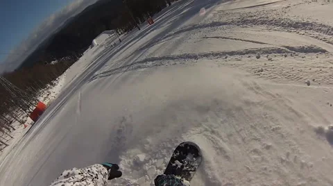 Descent on a snowboard POV Stock Footage 54833717