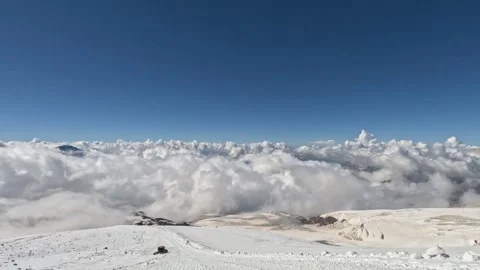 Descent from the top of Elbrus by snowmobile Stock Footage 252520427