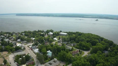 Deschambault-Grondines in Quebec from drone Video stock 155309723