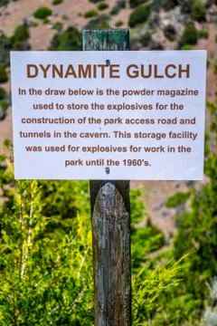 A description board of storage facility in Lewis and Clark Caverns NP, Montana Stock Photos