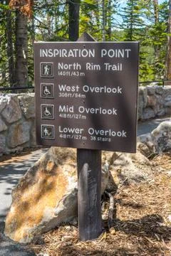 A description board for the trail in Yellowstone National Park, Wyoming Stock Photos
